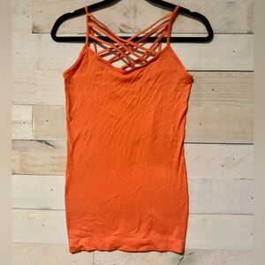 Women’s burnt orange Zenana cross cross tank
